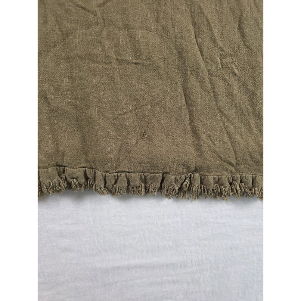Umgee Metallic Leopard Tiered Fringe Sleeve Large Olive Green Boho Linen Cotton - Picture 3 of 7